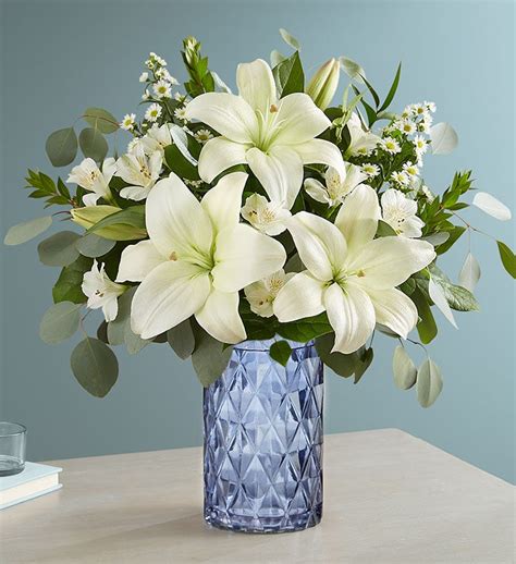 White Lily Bouquet + Free Vase | 1800Flowers.com