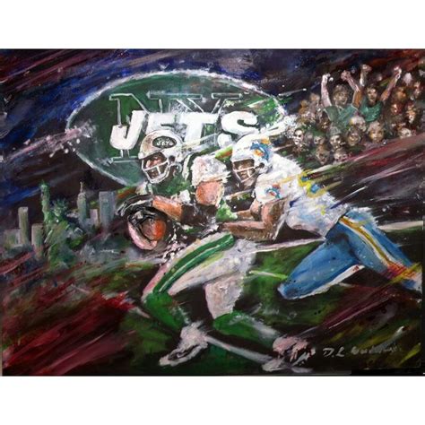 NY Jets vs. Miami Dolphins Fine Art Canvas Print 28" x 36" by Artist Daniel Leeland Woodward ...