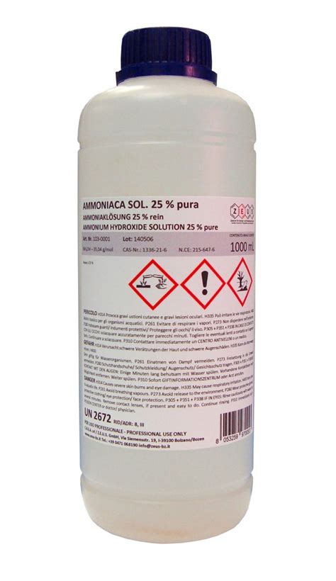 Ammonia solution 25 % pure (NH4OH) - buy online