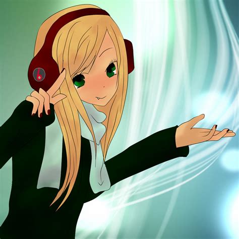 Anime girl with headphones by ApplePop410 on DeviantArt