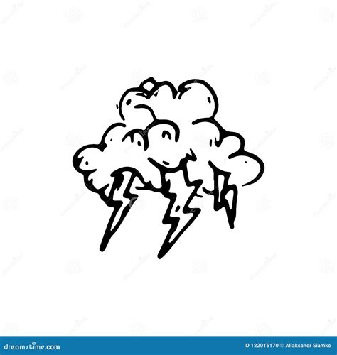 Handdrawn Storm Cloud Doodle Icon. Hand Drawn Black Sketch. Sign Vector Illustration ...