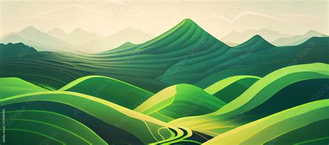 Abstract green landscape wallpaper background illustration design with ...