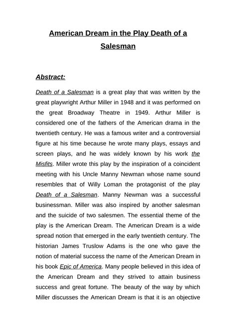 (PDF) American Dream in the Play Death of a Salesman