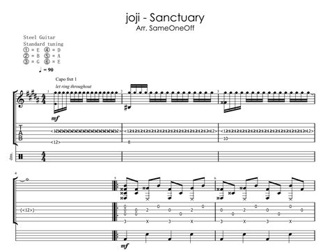 Sanctuary for guitar. Guitar sheet music and tabs.