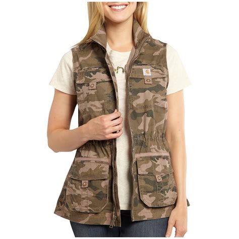 Women's Carhartt El Paso Utility Vest, Camo Green - 640249, at Sportsman's Guide