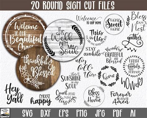 Round Signs SVG Bundle Round SVG Files 20 Farmhouse Cut | Etsy