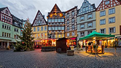 Photo Cochem Germany Christmas New Year tree Street Cities 3840x2160