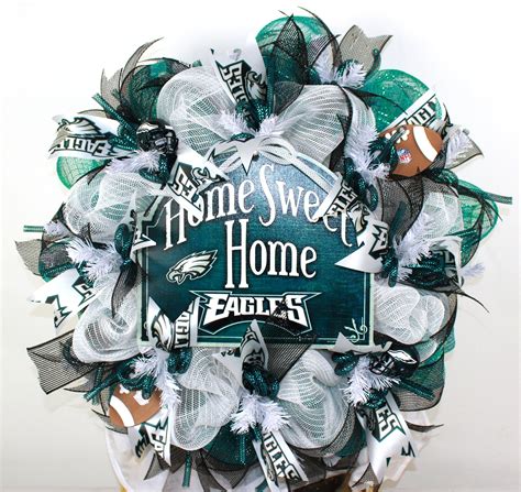 Philadelphia Eagles Midnight Green Black And White Deco Mesh