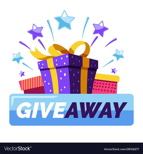 Giveaway banner template gift boxes and button Vector Image