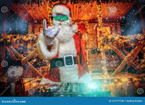 Dj playing at christmas stock photo. Image of merry - 127771730