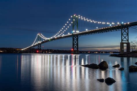 Mount Hope Bridge at Night. Rhode Island, Architecture Photography, Long Exposure Photography ...