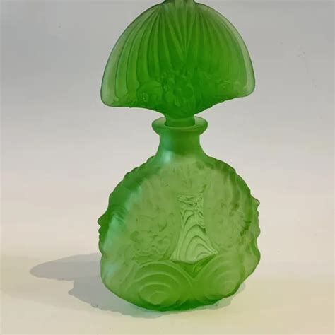 ANTIQUE ART DECO gree Glass perfume Bottle 1930/40s £137.27 - PicClick UK
