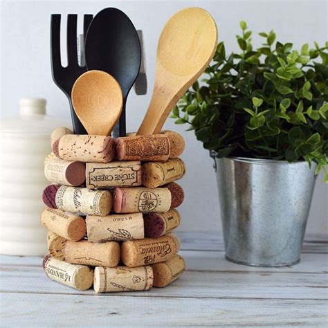 Wine Cork Craft Ideas - DIY Kitchen Utensil Holder | Cork crafts diy ...