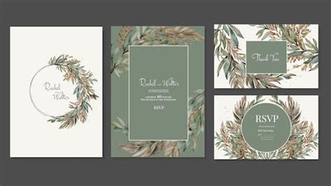 Premium Vector | Rustic wedding invitation templates