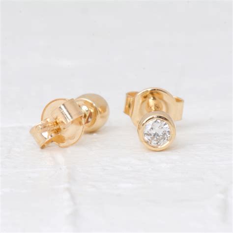 Diamond Earrings 14K Gold Diamond Stud Earrings Prong - Etsy