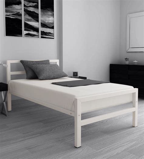 Buy Striker Metal Single Bed in White Finish by Doctor Dreams - Nilkamal Online - Modern Single ...