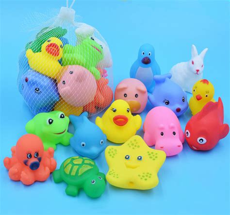 13pcs/lot Baby Bath Toys Animal Rubber Duck Kids Bathroom Water Play Toy Floating Squeeze Sound ...