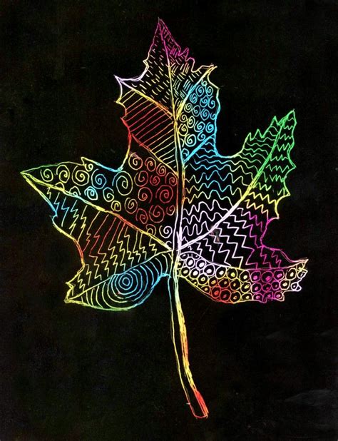 Scratch Art Leaf Drawing | Scratch art, Outlines and Drawings