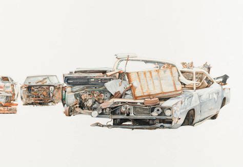 Illustrations of Wrecked Cars in Junkyards by Paul White - What an ART ...