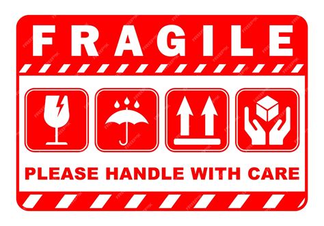 Premium Vector | Sticker fragile handle with care printable sign symbol ...