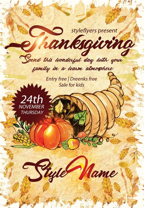 Thanksgiving PSD Flyer Template #11891 | Free flyer templates, Flyer free, Psd flyer templates