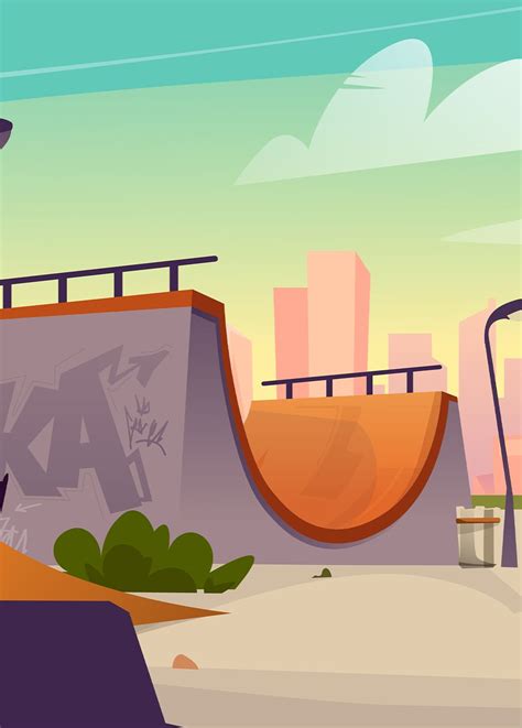 Cartoon Skate Park Background in 2024 | City parks design, Surf art, Park art