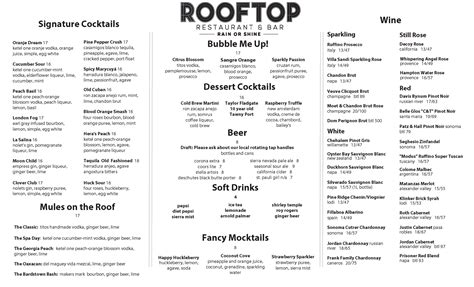 Menu 1 — The Rooftop | Restaurant & Bar