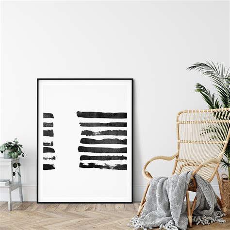 Druckbare minimalistische moderne Kunst schwarze Pinsel | Etsy