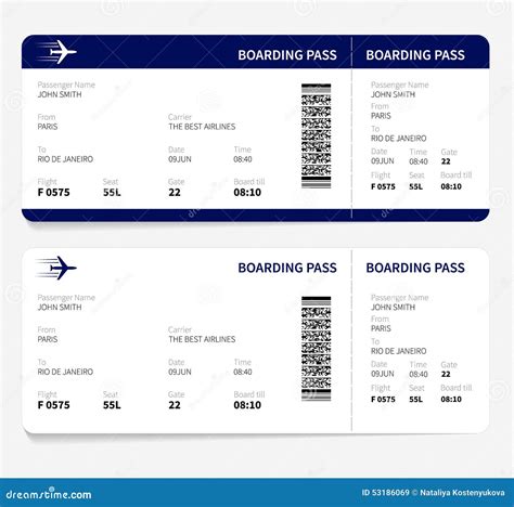 Plane, Boarding Pass, Flying Ticket Clip Art Set. Plane, Boarding Pass ...