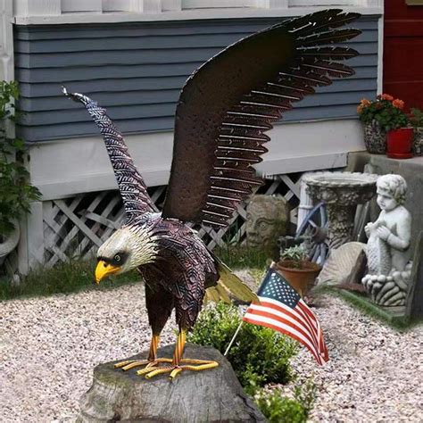 chisheen Bald Eagle Statue Outdoor Garden Sculpture Metal Yard Art Lawn ...