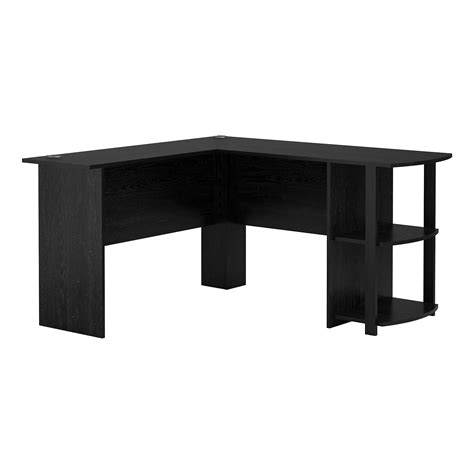 Ameriwood Home Dakota L-Shaped Desk with Bookshelves (Black Ebony Ash ...