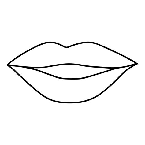 Lips hand drawing line. Doodle style. Black and white image. Parted ...