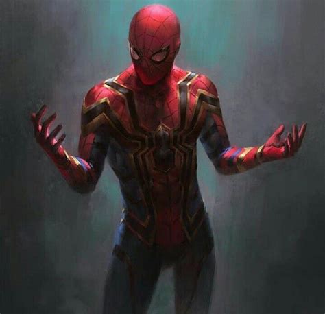 The iron spider suit made by Tony stark, that is a slick suit, they are getting ready for ...