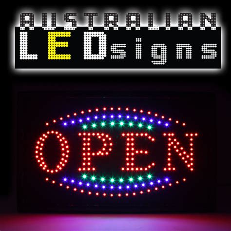 Flashing "Open" LED Sign 48cm x 25cm - With On/Off Switch On Power Cable | eBay