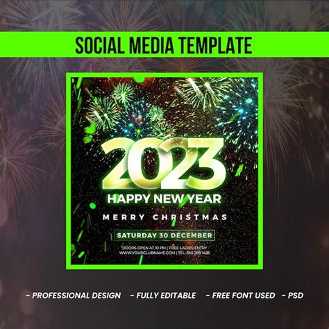 Premium PSD | New year 2023 firework design template for social media