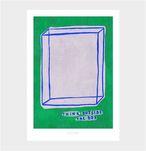 Think outside the box illustration art print | Inspirational wall art ...