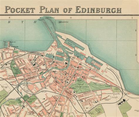 Large Old Map of Edinburgh (up to 2.5m, 8ft) - Bartholomew's Pocket Pl ...