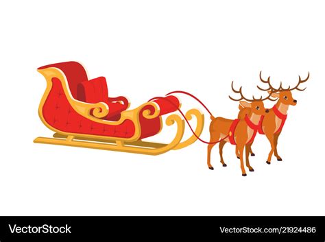 Design of santa sleigh with reindeer Royalty Free Vector