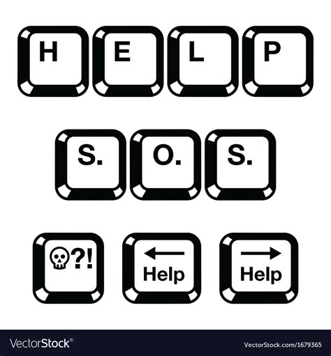 Keyboard keys buttons icons - help sos Royalty Free Vector