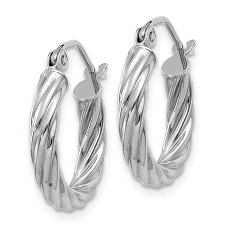 14k White Gold Twisted Hoop Earrings (3.25mm), All Sizes – LooptyHoops