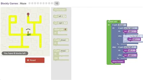 Blockly.games Maze LvL 10 - YouTube