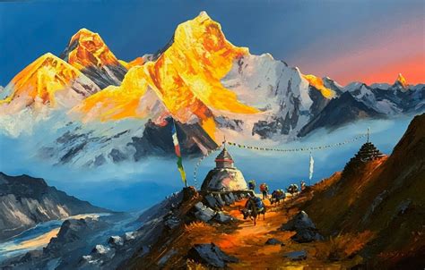 Mount Everest Sunrise View Nepal Original Painting - Etsy