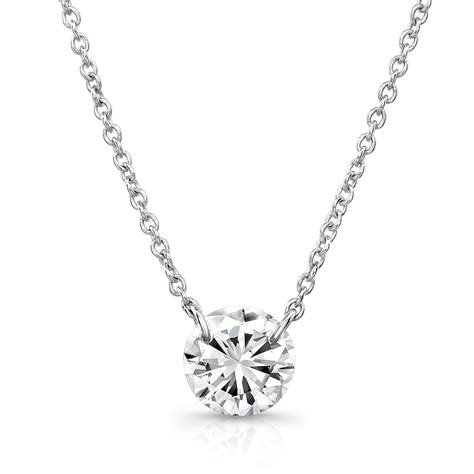 Dancing Diamond Solitaire Necklace - 1/3ct Diamond Pendant with NO Prongs