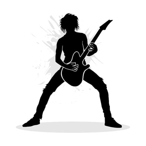 Premium Vector | Black silhouette of rock guitar player. Vector ...