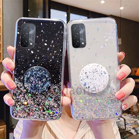 Phone case OPPO A74 5G 4G A15S A15 A73 2020 A93 Glitter Star Soft TPU Silicone casing OPPO A93 ...