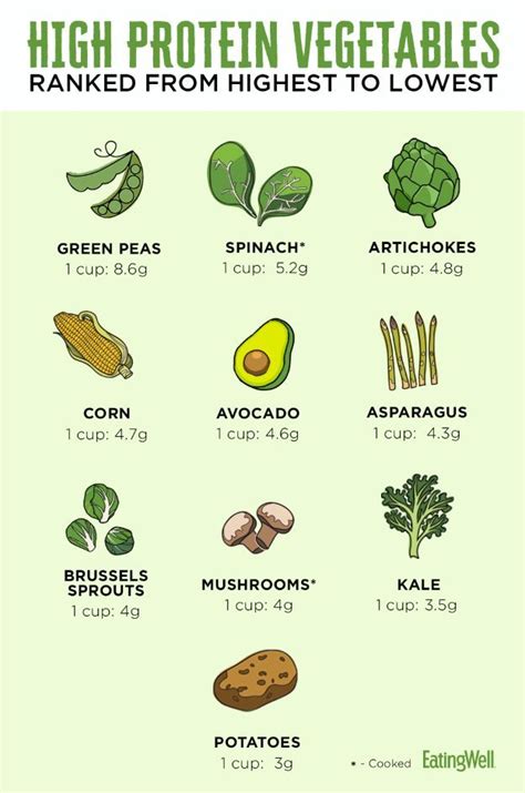 This high-protein vegetables chart ranks veggies from highest to lowest ...