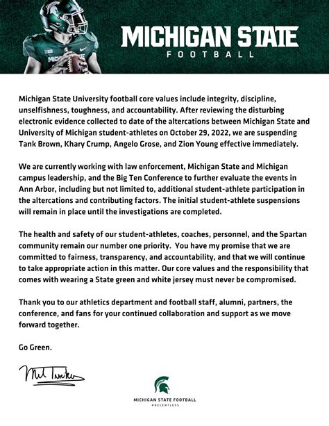 Michigan State Athletics on Twitter: "Statement from Michigan State ...