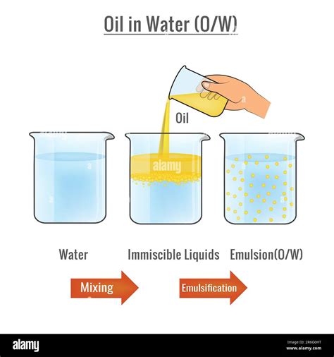 An illustration of immiscible liquids water and oil in an emulsion Stock Photo - Alamy