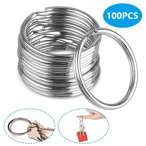 100pcs Round Flat Key Chain Rings, TSV 25mm Metal Split Ring Key Rings ...