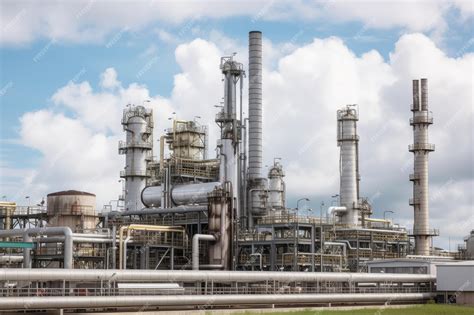 Premium AI Image | Petrochemical plant with piping and machinery ...